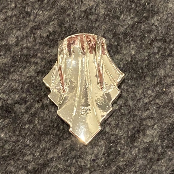 Vintage Avon Art Deco Style Scarf Slide Silver Tone Metal Black Rhinestones - Picture 2 of 6